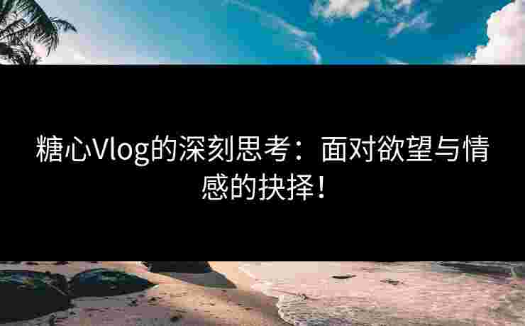 糖心Vlog的深刻思考：面对欲望与情感的抉择！