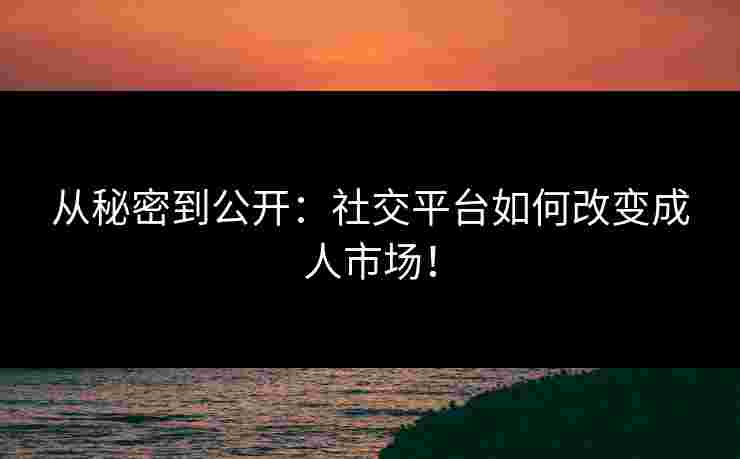 从秘密到公开：社交平台如何改变成人市场！